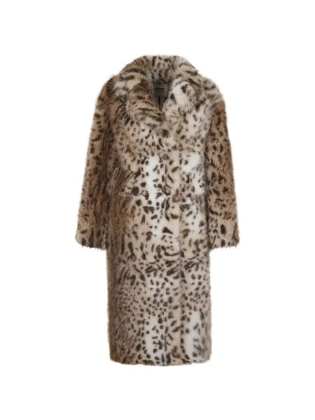 Palton Sword cu imagine cu model leopard cu două rânduri de nasturi maro