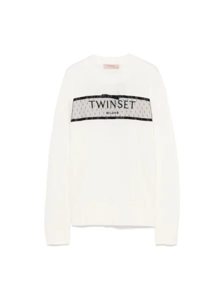 Sweter Twinset z kaszmiru elegancki beżowy
