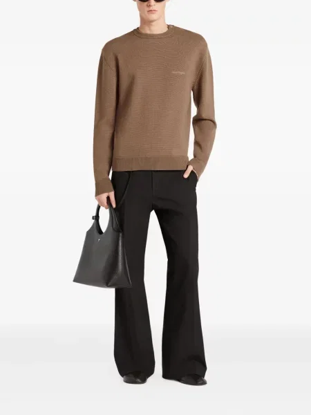 Hanorac crewneck Courreges cu broderie maro