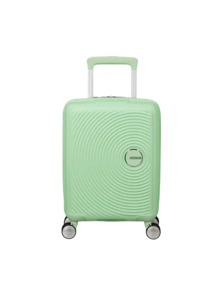 Lniana walizka American Tourister zielona