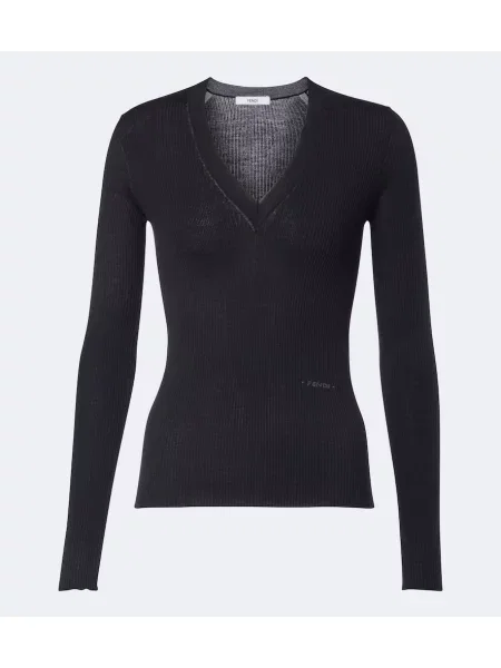 Top Fendi de lână negru