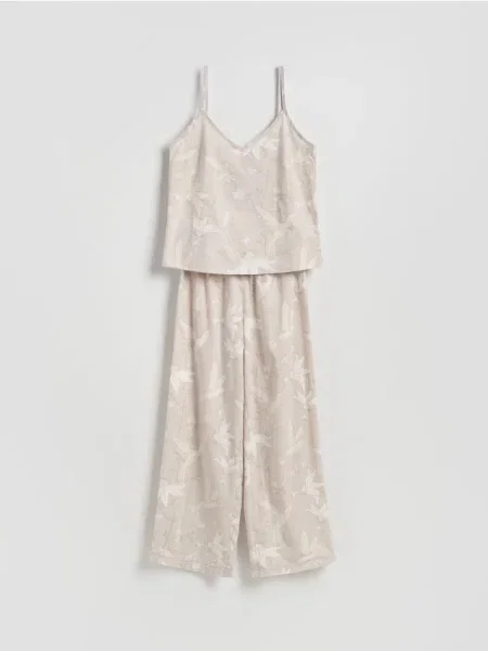 Reserved Wzorzysta dwuczęściowa piżama beżowy