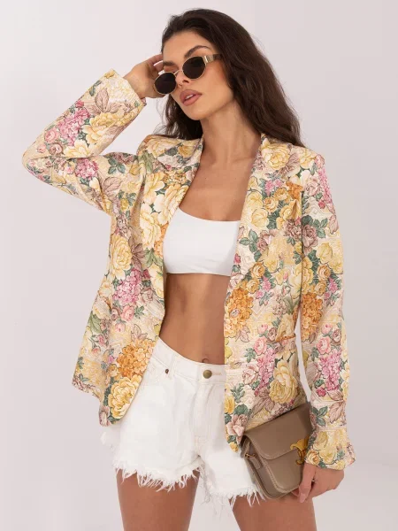 Geacă Italy Moda cu un singur rând de nasturi galben