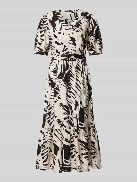 Sukienka midi ze wzorem na całej powierzchni Comma czarna