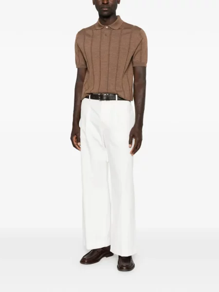 Tricou polo Canali de lână maro