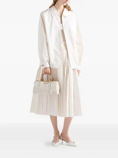 Top Prada din piele alb