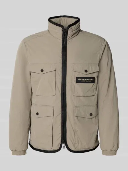 Kurtka o kroju regular fit z naszywanymi model BLOUSON' Armani Exchange beżowa