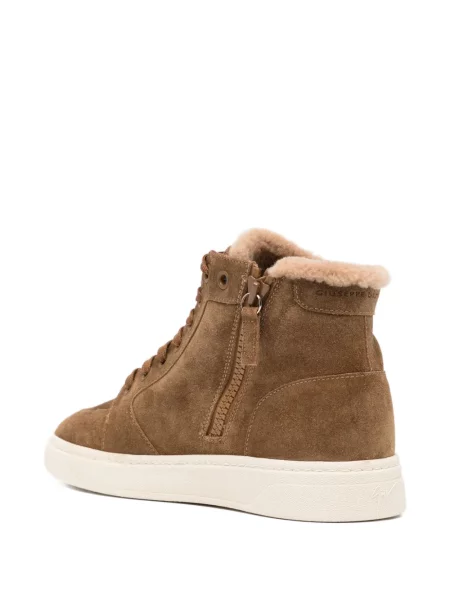 Sneakerși Giuseppe Zanotti cu șireturi din dantelă maro