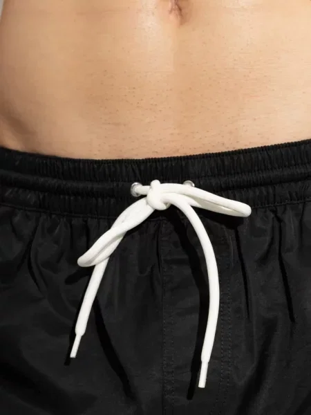 Slip de baie Balmain cu dungi cu autograf negru