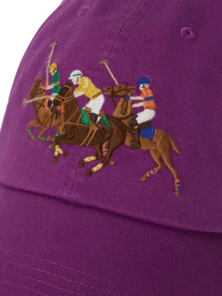 Șapcă Polo Ralph Lauren cu decolteu în V cu autograf în carouri albastru