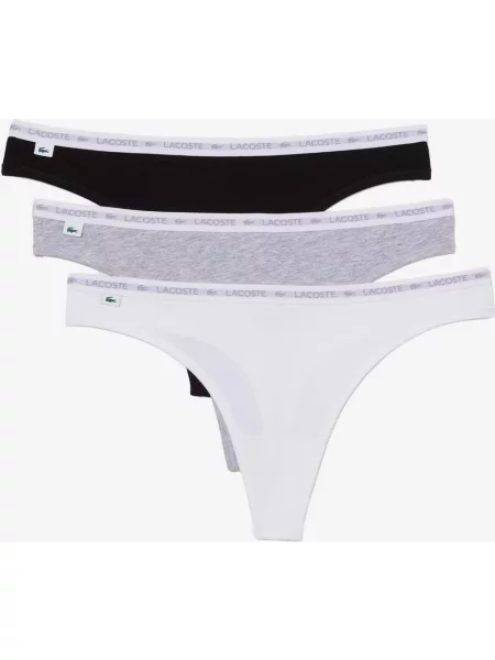 Lacoste String stringi szary czarny 3 sztuki XL biały