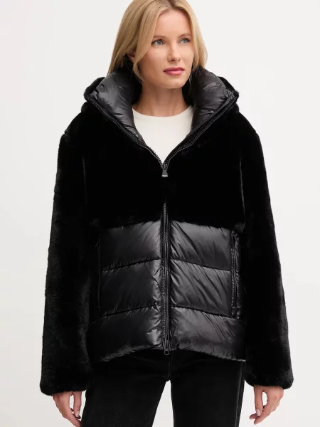 Blauer Kurtka Ze Sztucznego Futra Fanevil Z Mieszanki Materiałów schwarz czarna