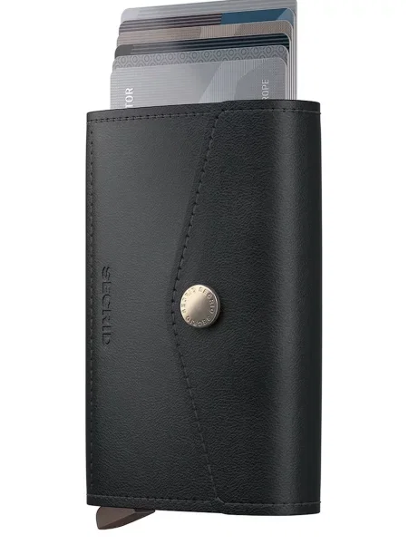 Secrid portofel din piele PEBBLE negru