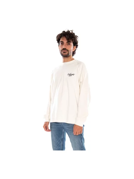 T-shirt Carhartt WIP L/S Signature Rib T-Shirt UNISEX Wax/ Black XL biała