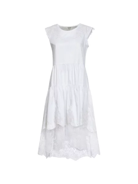 Rochie Maurizio cu broderie din dantelă alb