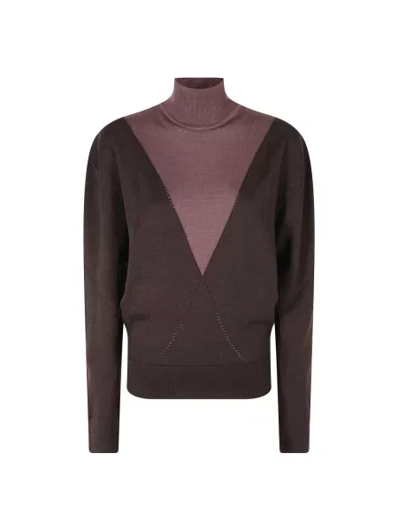 Dzianinowy sweter Rabanne brązowy