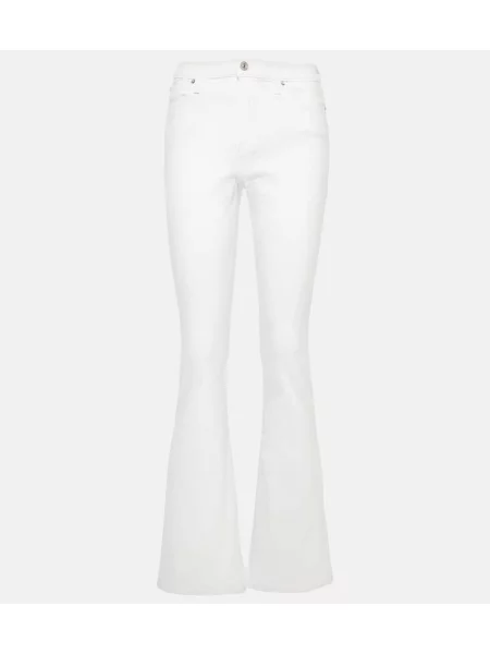 Blugi evazați 7 For All Mankind cu talie înaltă alb