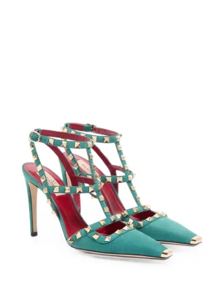 Pantofi cu toc Valentino Garavani din piele de căprioară verde