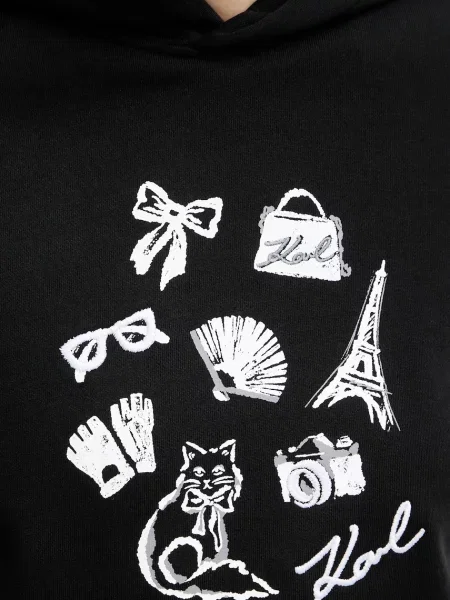 Кофта Karl Lagerfeld з капюшоном візерунок чорний