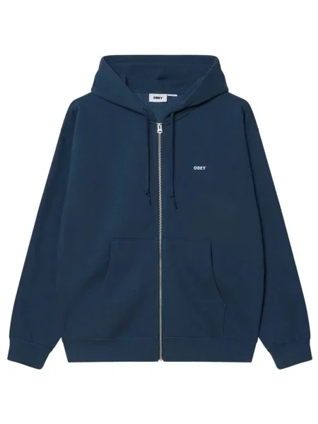 Hanorac cu glugă Obey din fleece cu glugă albastru
