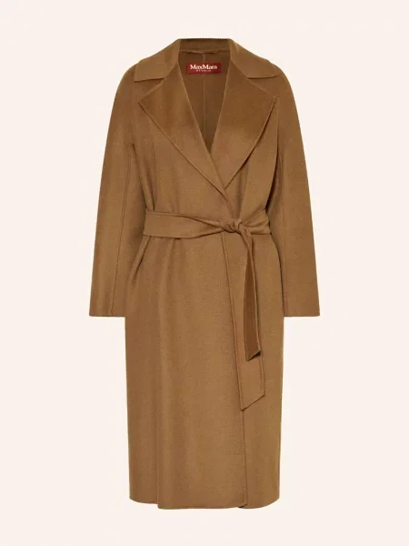 Max Mara Studio Vlněný Kabát Cles světle hnědá