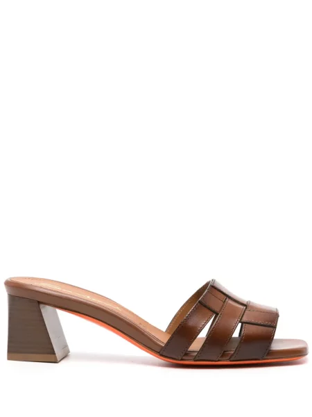 Papuci tip mules Santoni din piele maro