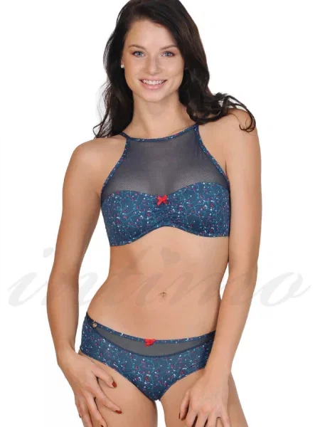 Комплект: бюстгальтер с уплотнённой чашкой и трусики шортики блакитні