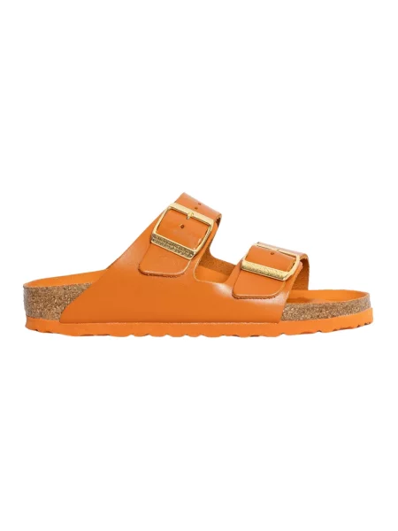 Klapki Birkenstock skórzane pomarańczowe