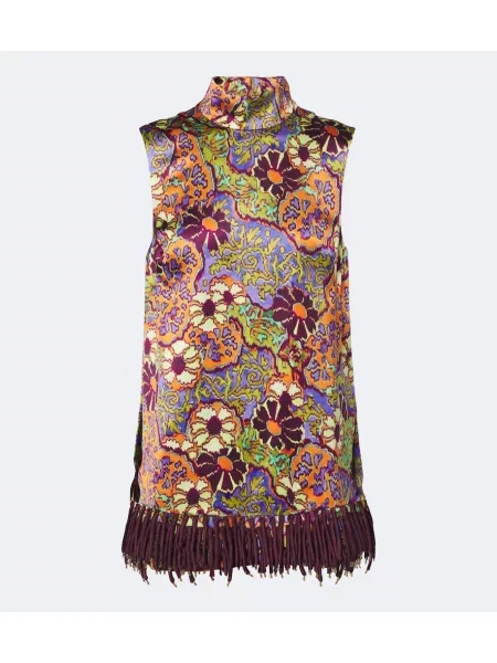 Top Alemais cu franjuri cu model floral