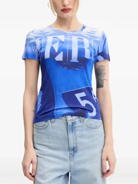 Tricou Desigual cu imagine albastru