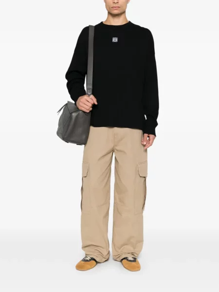Lung tricou Loewe cu broderie negru
