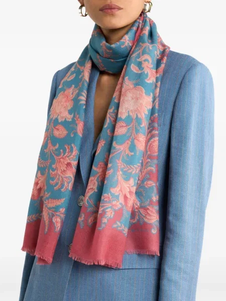 Fular Etro cu model floral albastru