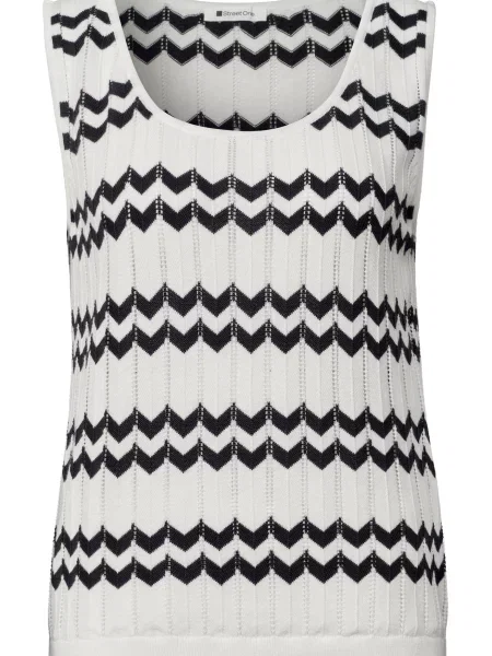 STREET ONE Top brodat negru alb