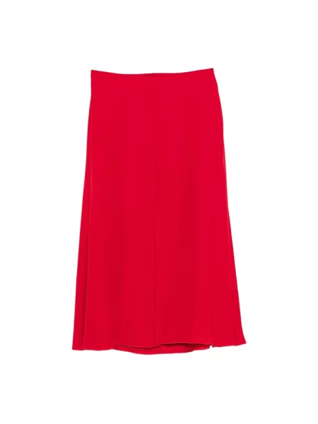 Lniana spódnica midi Valentino dzwony czerwona