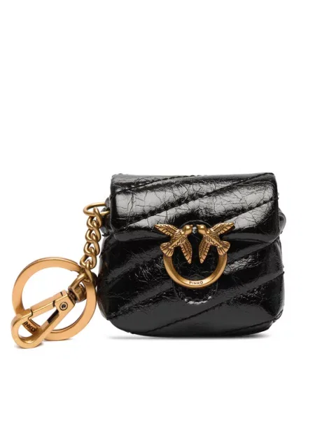 Obesek PINKO Airpods Love Puff Microfiber Shiny Calf AI PCPL črna