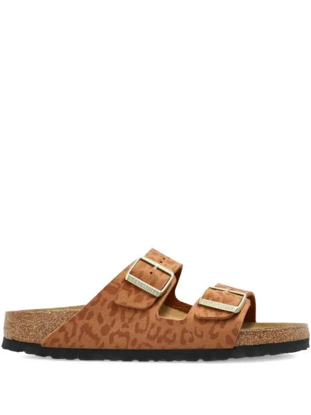 Sandale Birkenstock cu imagine cu imprimeu animal print cu cataramă maro
