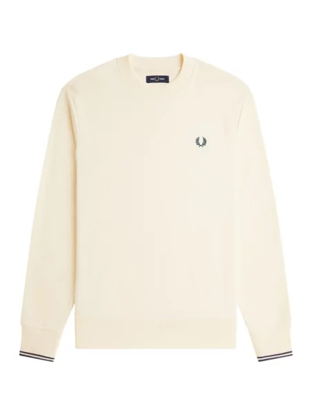 Mikina bez kapucne Fred Perry s okrúhlym výstrihom béžová