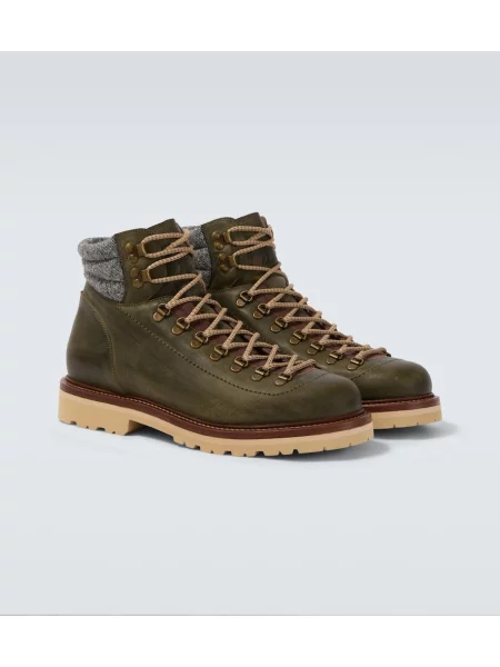 Botine Brunello Cucinelli din piele verde