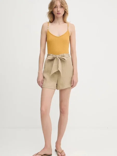 Шорти Morgan однотонні висока посадка SHAVIK бежевий