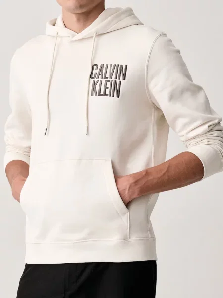 Суичър с качулка Calvin Klein Jeans с качулка бежово