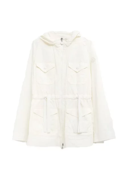 Jachetă cu glugă Moncler cu glugă alb