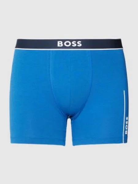 Obcisłe bokserki z detalem z logo Boss niebieskie