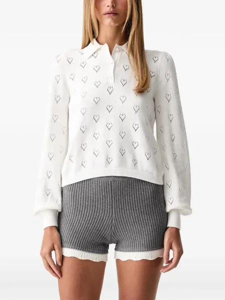 Top Twinset cu motiv cu inimi alb