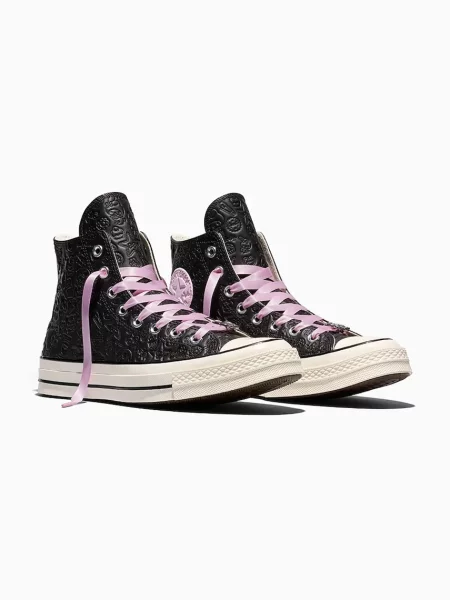 Converse x Hello Kitty Chuck 70 HI platnene superge usnjene črna