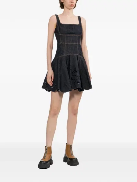 Rochie mini Self-portrait cu broderie albastru