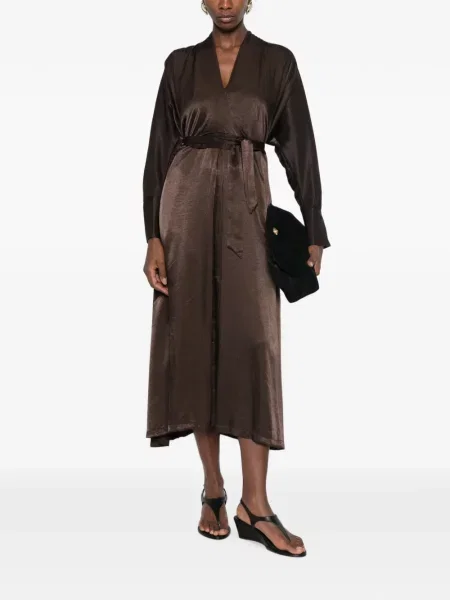 Cu centură rochie midi Dixie plic maro