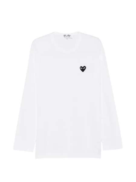 Lung tricou Comme Des Garcons Play cu motiv cu inimi alb