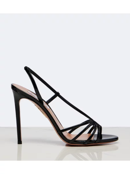 Sandale Aquazzura din piele de lac slingback negru