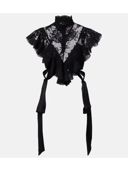 Top Zimmermann cu volane din dantelă negru