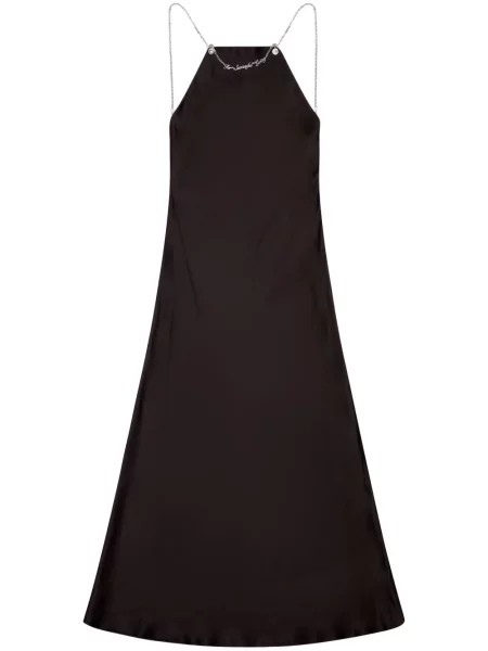 Rochie midi Diesel din satin până la genunchi de costum negru